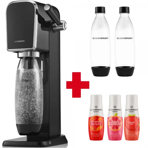 Vánoční set ART Black + 3 příchutě + Lahve 2x1l Fuse SODASTREAM